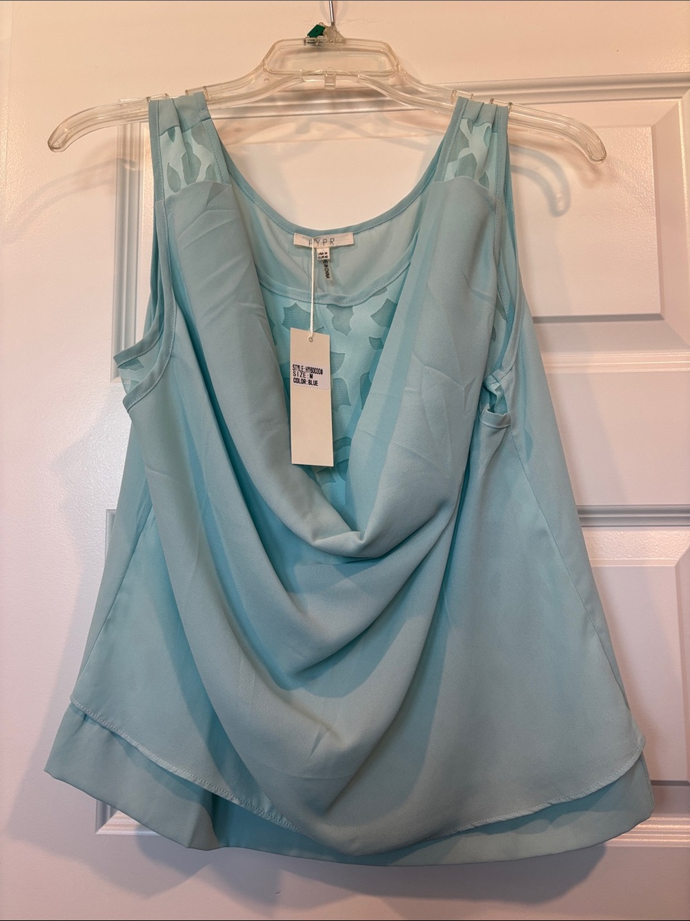 Draped teal Blue Sleeveless Blouse - Casual Chic